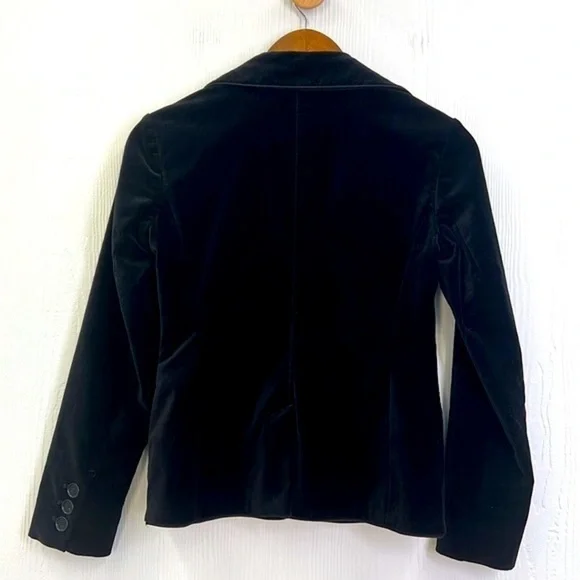 Ann Taylor - Black Velvet 2 Button and 2 Pocket Blazer Size 2 Petite